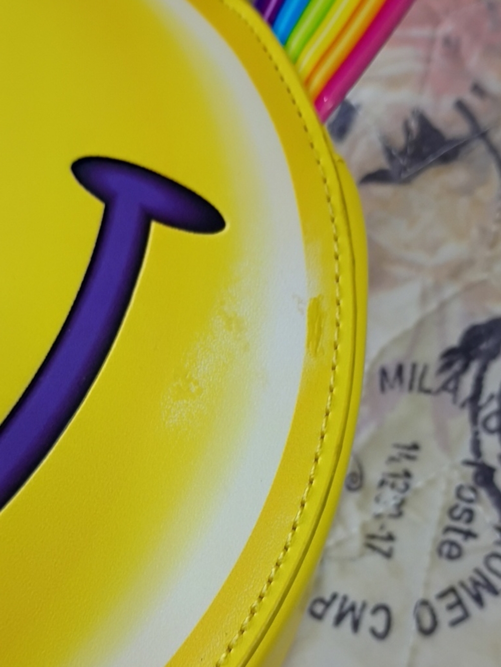 Lisa Frank Loungfly Yellow Smiley Face Crossbody Bag - Picture 11 of 14